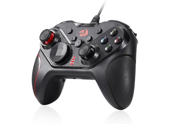 Redragon G710 Wired Gaming Controller - Dual Vibration Motors, Rapid Trigger, Ergonomic Design, 4 Programmable Keys, Customizable Macros, Adjustable Joystick Heights - Work for PC & Android & NS - Black